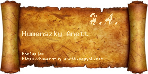 Humenszky Anett névjegykártya