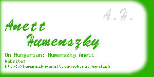 anett humenszky business card